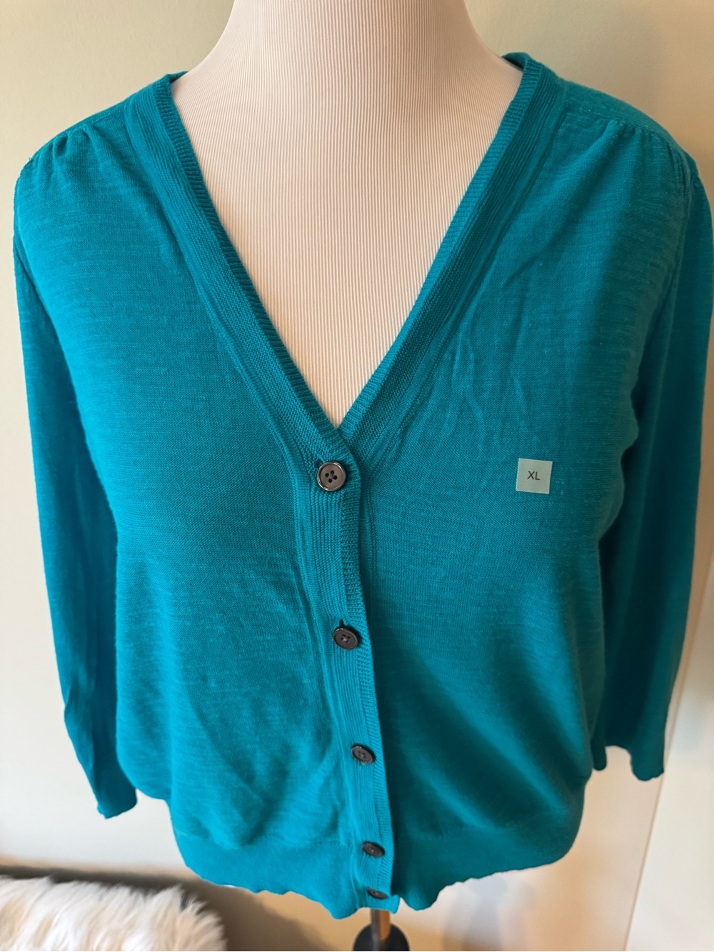 LOFT Teal Button-Front V-Neck Women's Cardigan